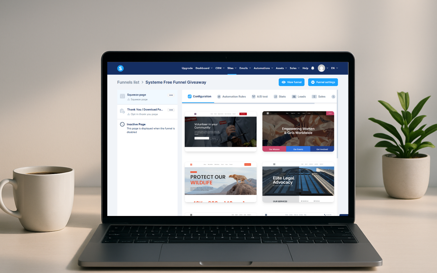 Systeme.io page builder screenshot